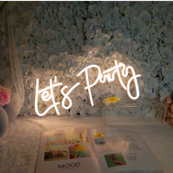 Let’s Party White Neon LED Wall Trendy Decor Birthday/Graduation/Wedding Sign - Picture 2 of 10